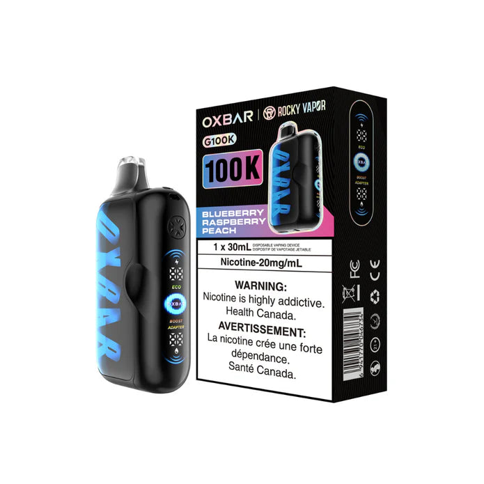 OXBAR Rocky Vapor G100K Disposable Vape Blueberry Raspberry Peach 30mL 20mg
