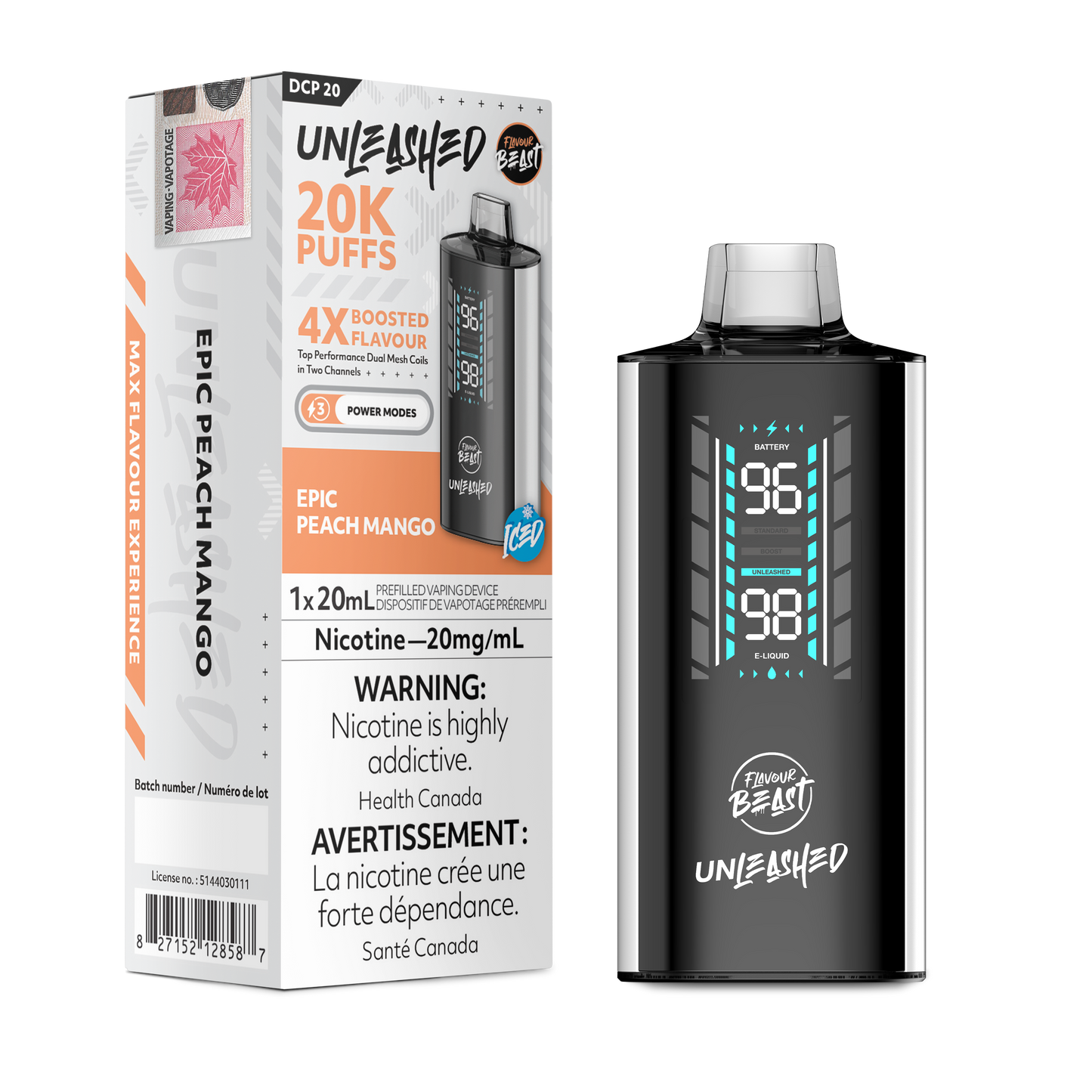 Flavour Beast Unleashed DCP 20K Epic Peach Mango disposable vape