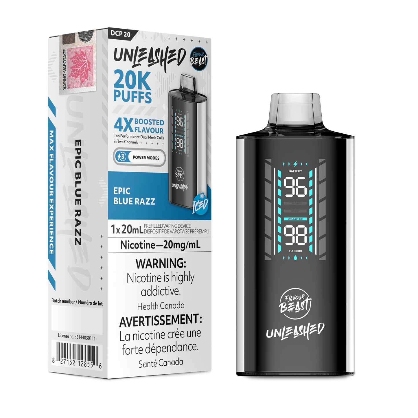 Flavour Beast Unleashed DCP 20K Epic Blue Razz disposable vape