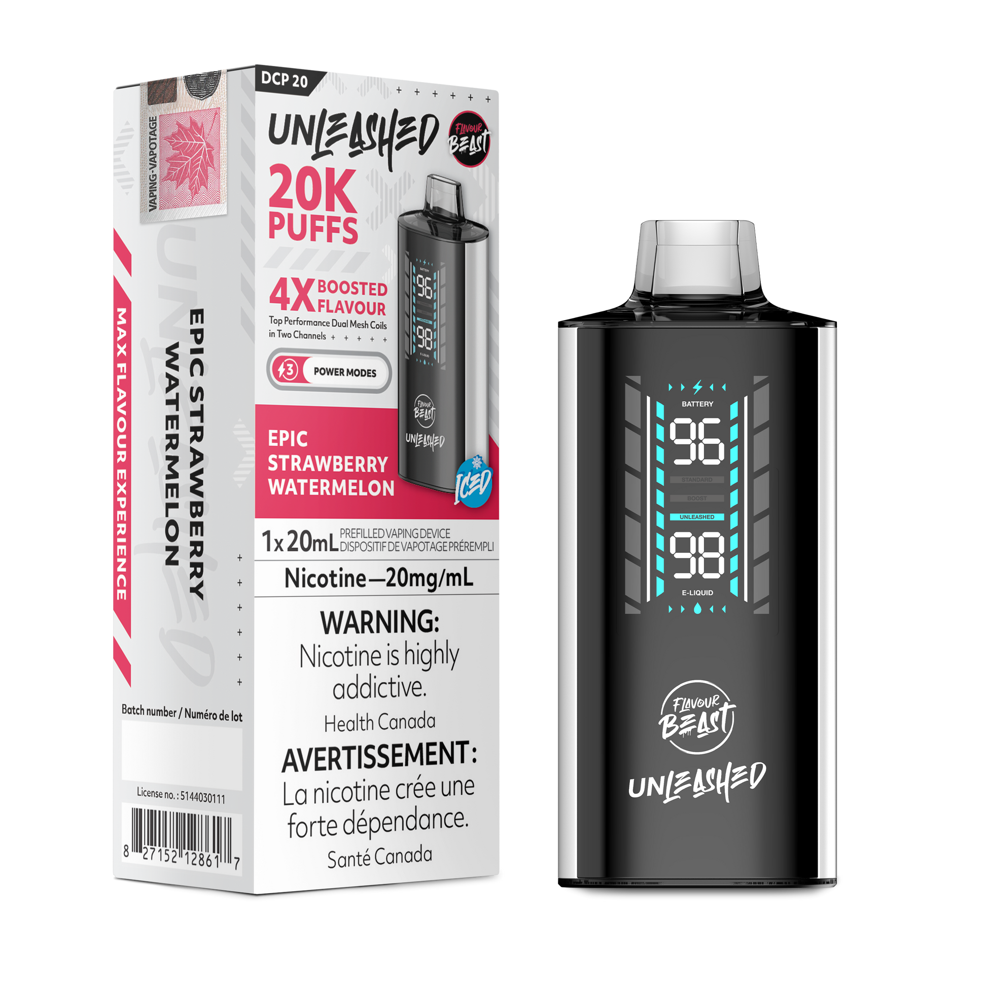 Flavour Beast Unleashed DCP 20K Epic Strawberry Watermelon disposable vape