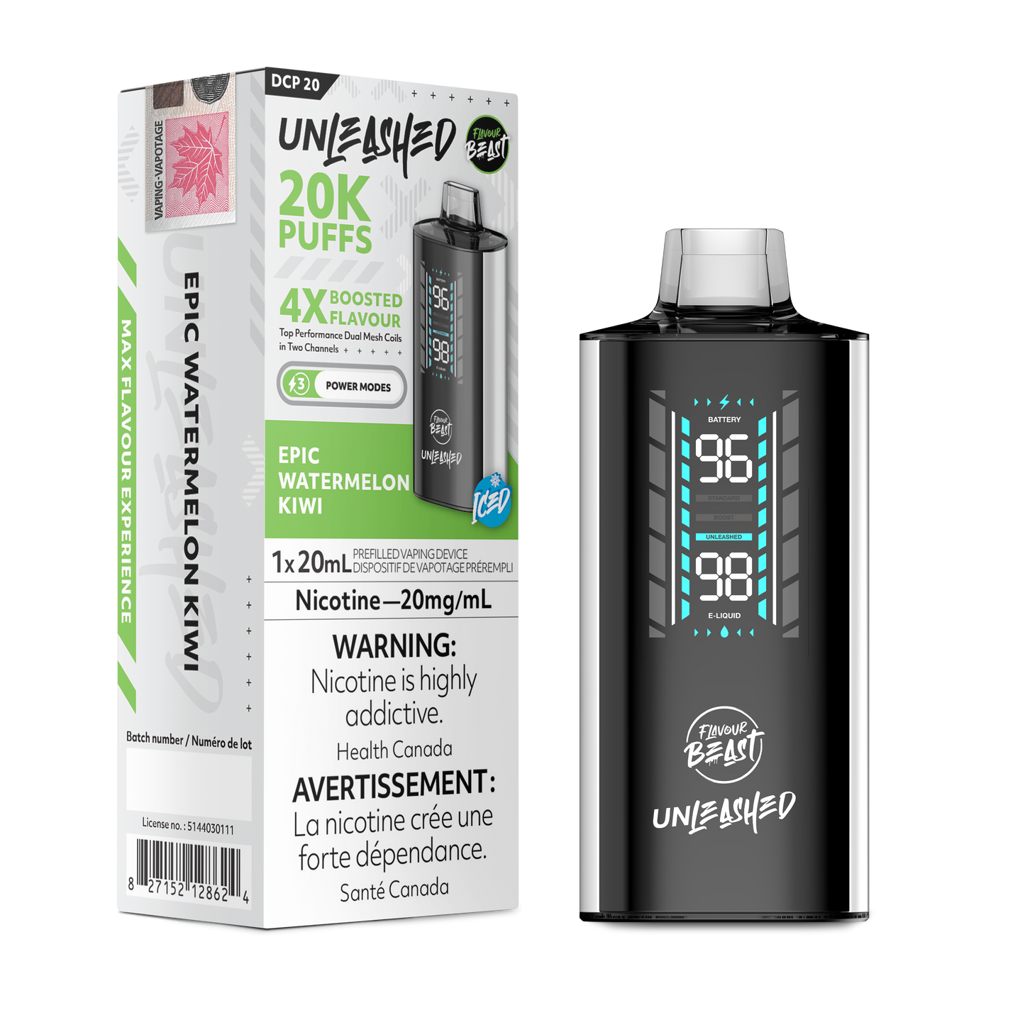 Flavour Beast Unleashed DCP 20K Epic Watermelon Kiwi disposable vape