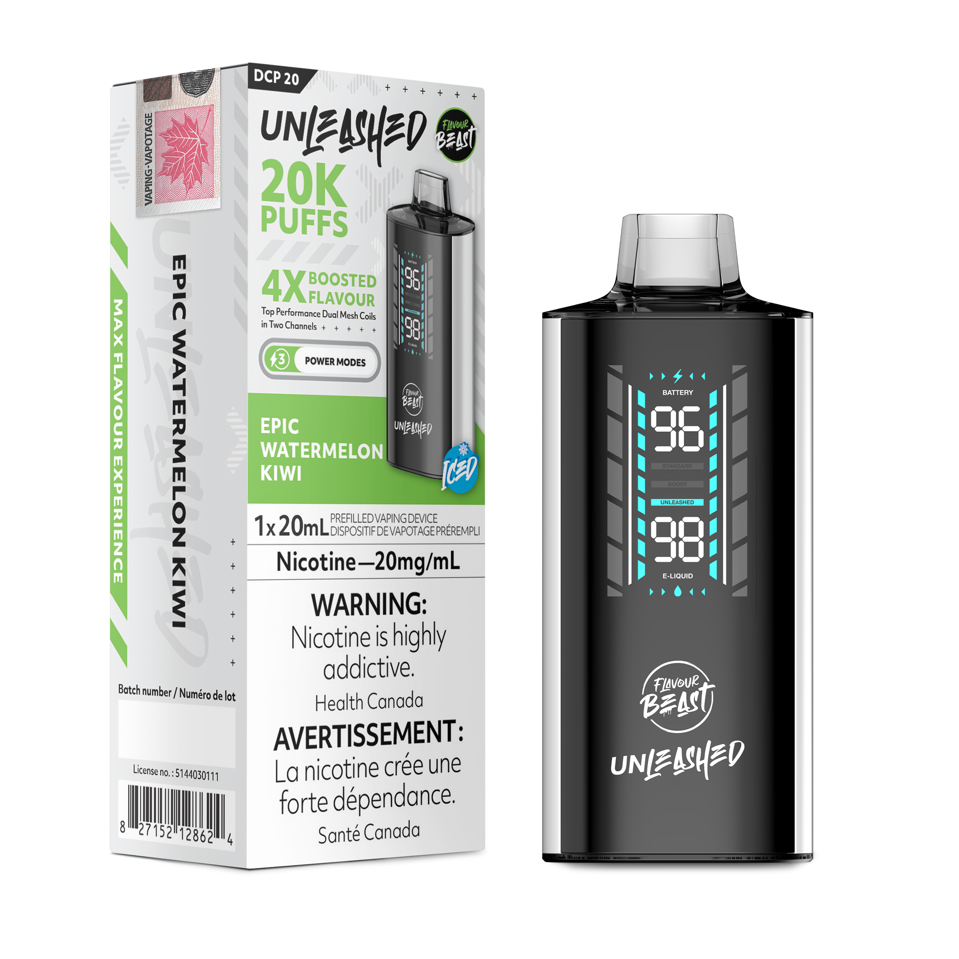 Flavour Beast Unleashed DCP 20K Epic Watermelon Kiwi disposable vape
