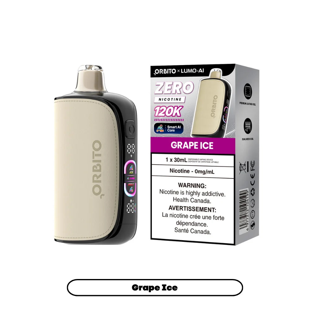 Orbito Lumo AI 120K Disposable Vape Grape Ice 0mg