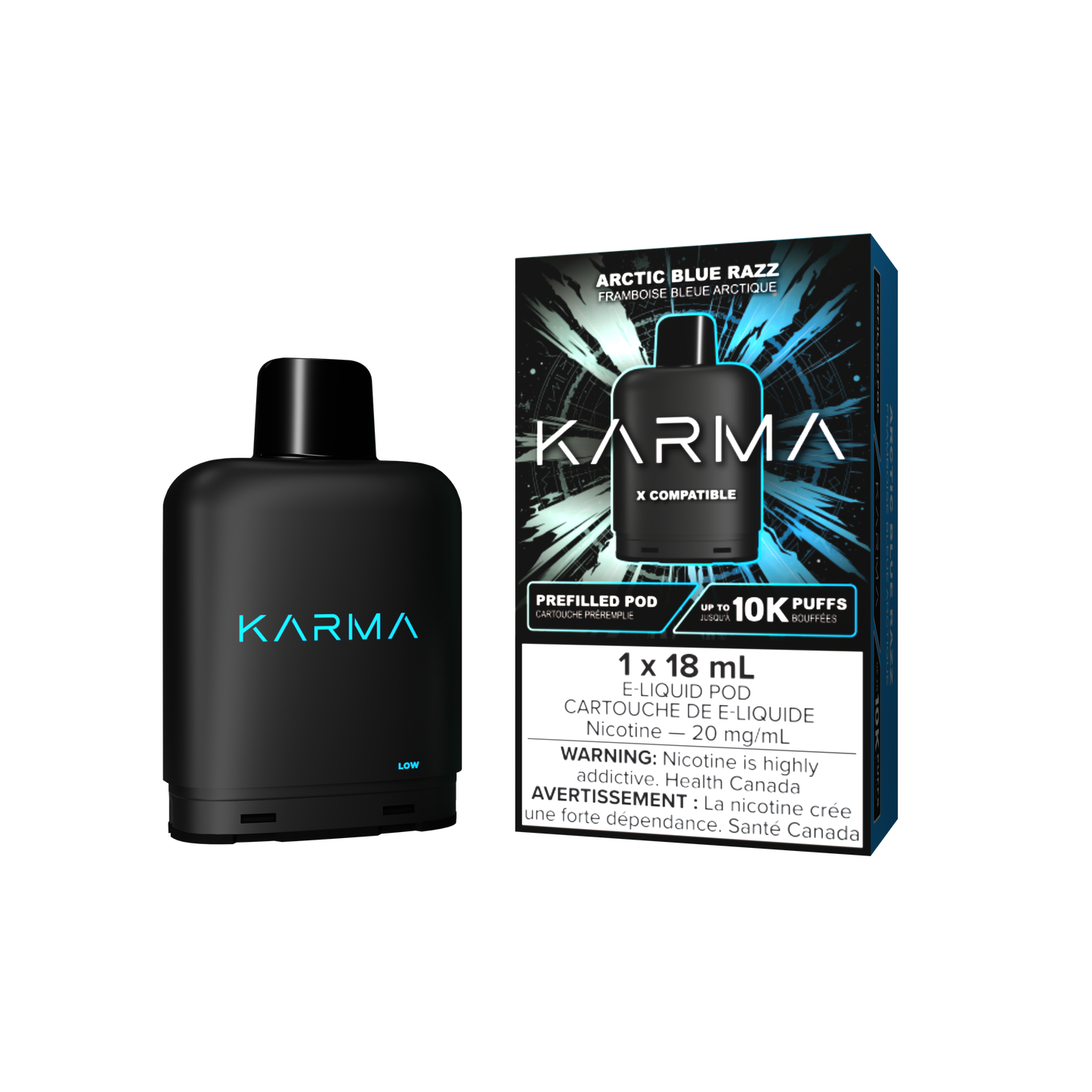 Karma 10000 Level X Pods Artic Blue Razz vape pod