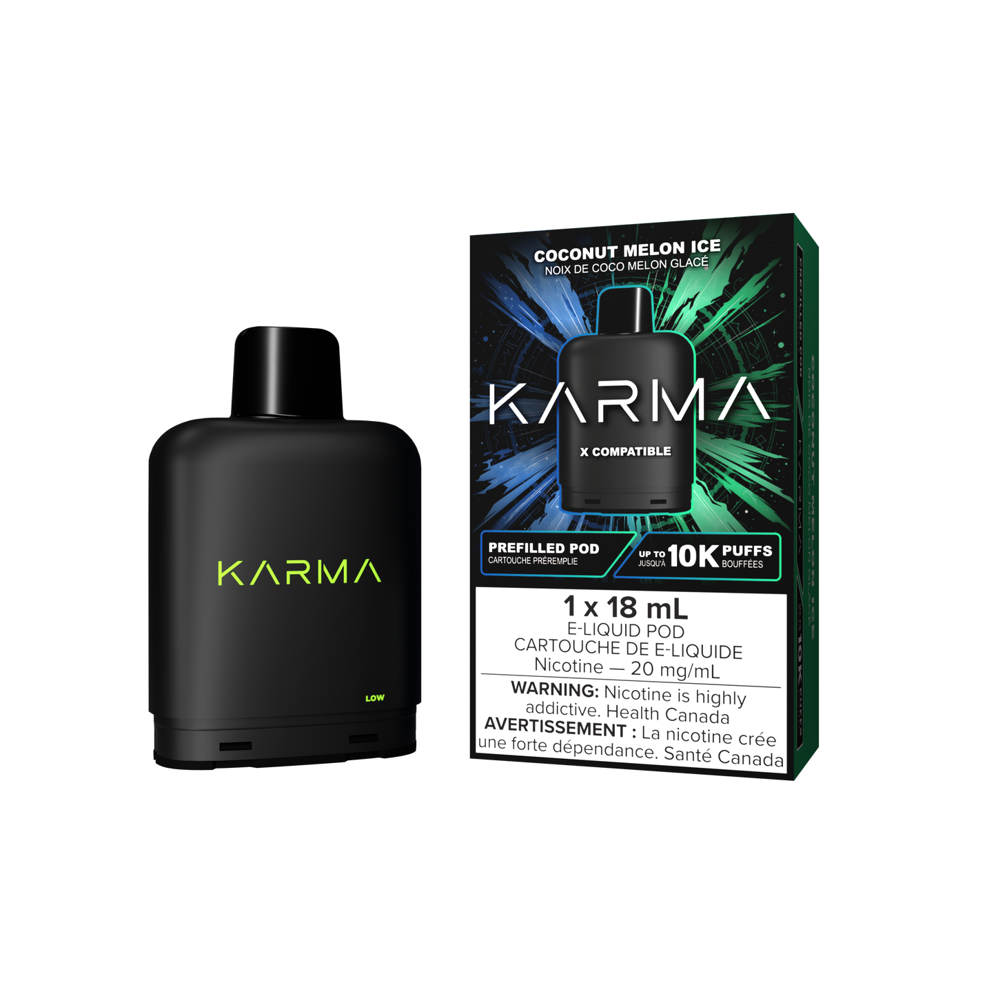 Karma 10000 Level X Pods Coconut Melon Ice vape pod