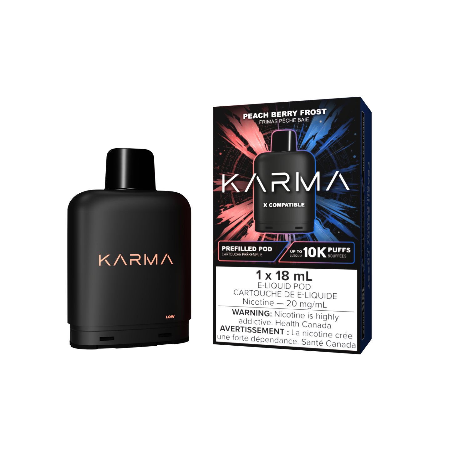 Karma 10000 Level X Pods Peach Berry Frost vape pod
