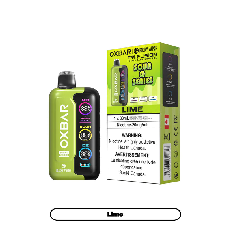 Rocky Vapor Oxbar Tri Fusion Sour G Series 30ml Disposable
