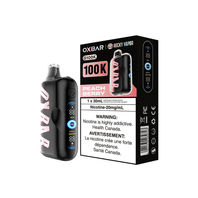OXBAR Rocky Vapor G100K Disposable Vape Peach Berry 30mL 20mg