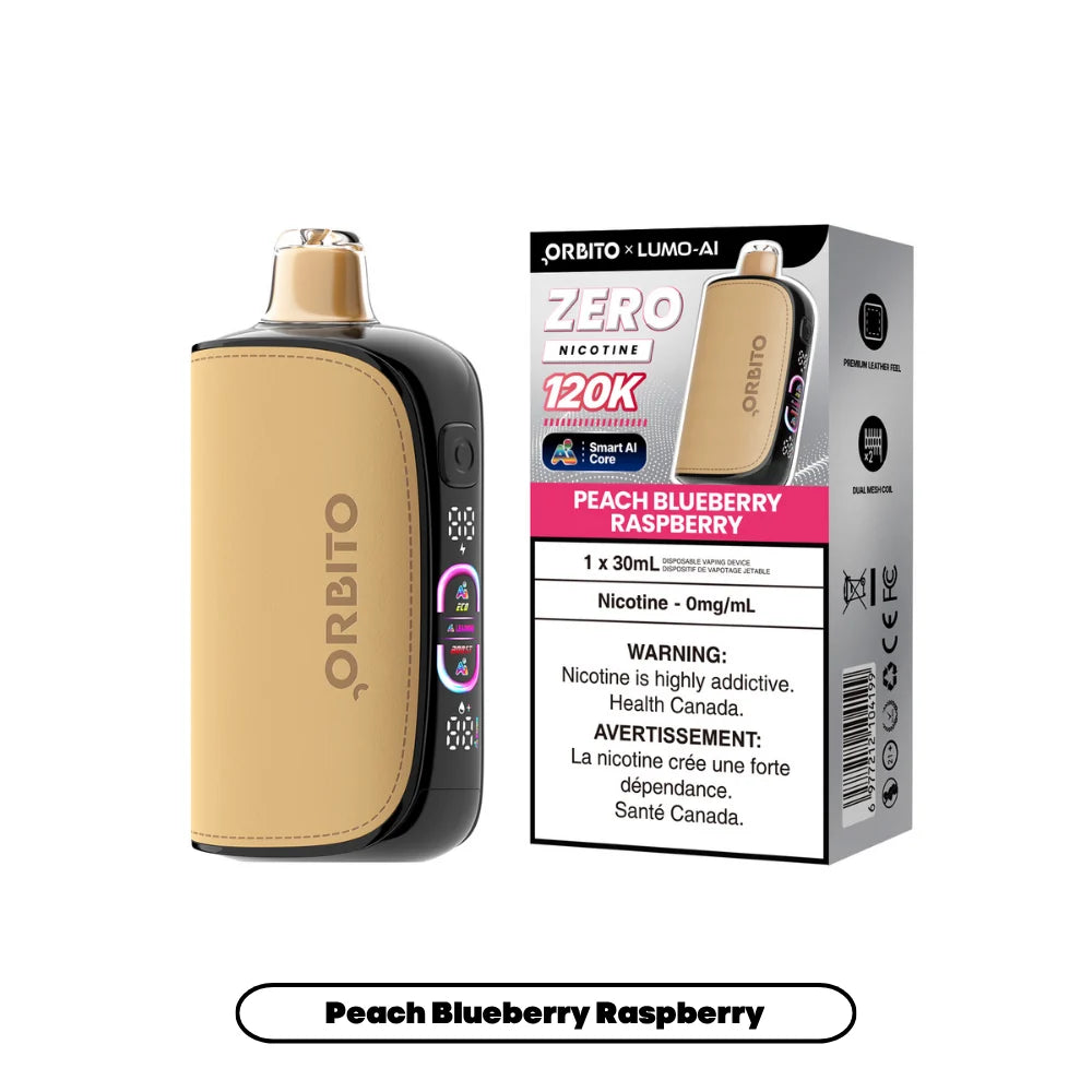 Orbito Lumo AI 120K Disposable Vape Peach Blue Raspberry 0mg