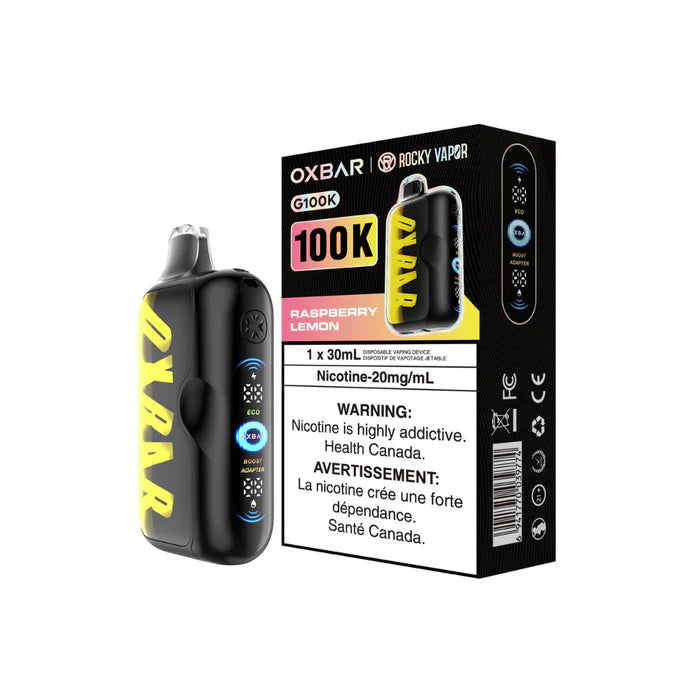 OXBAR Rocky Vapor G100K Disposable Vape Raspberry Lemon 30mL 20mg