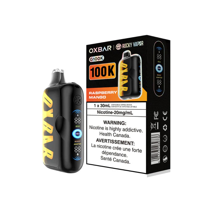 OXBAR Rocky Vapor G100K Disposable Vape Raspberry Mango 30mL 20mg
