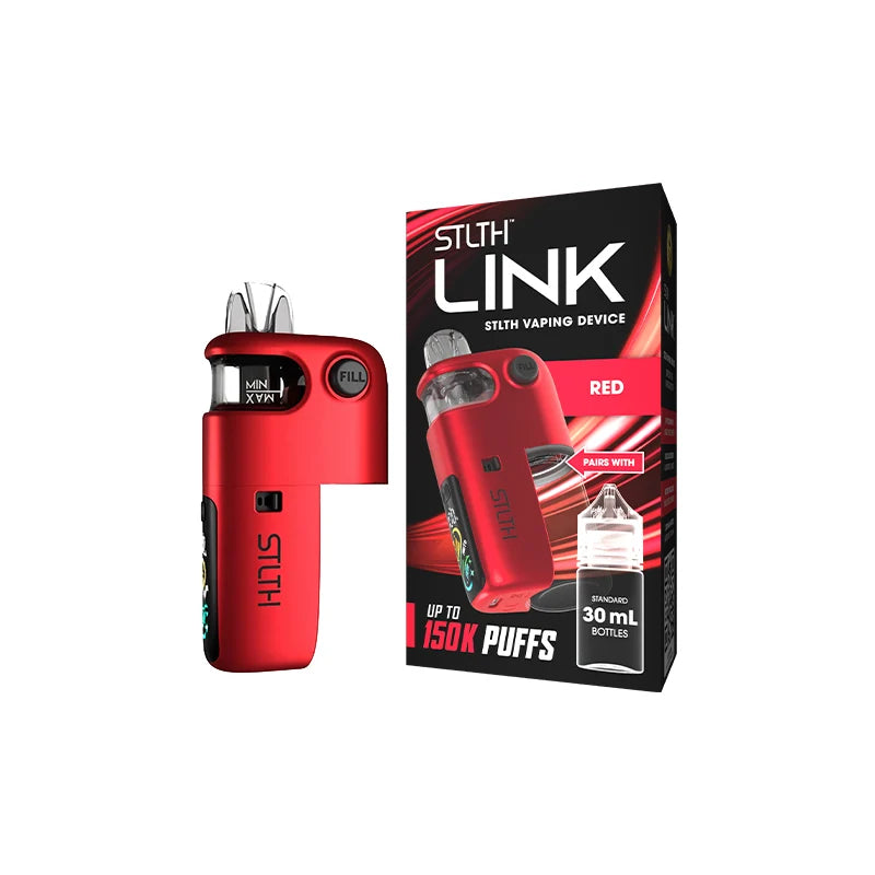 STLTH Link disposable device in Red, refillable from 30mL bottles