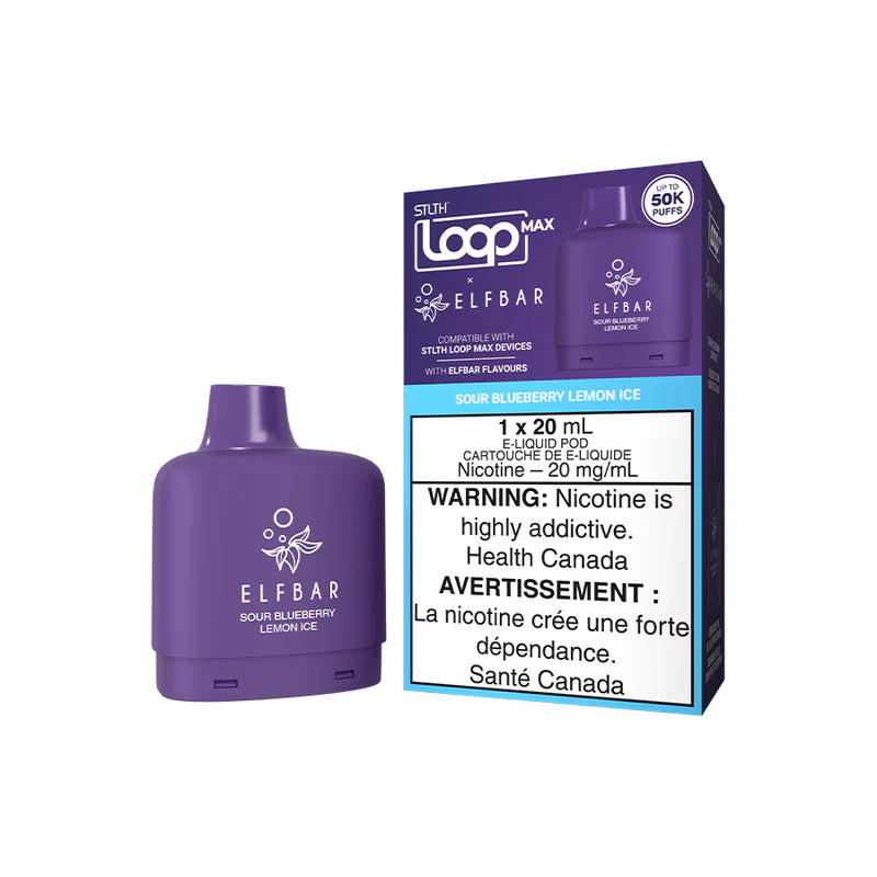 STLTH Loop Max X Elfbar 50K Pod Sour Blueberry Lemon Ice vape pod