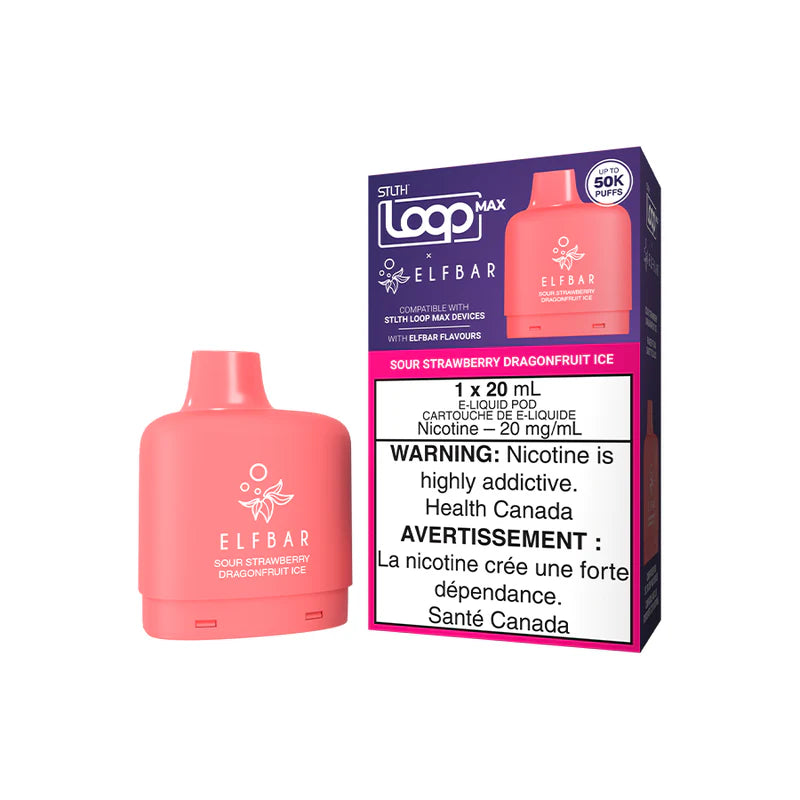 STLTH Loop Max X Elfbar 50K Pod Sour Strawberry Dragonfruit Ice vape pod