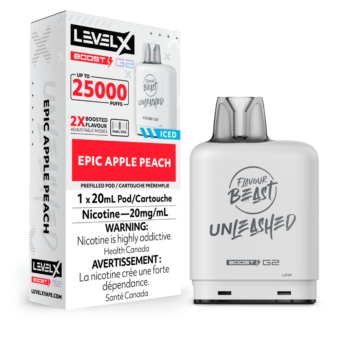 Level X G2 Boost 25K Flavour Beast Unleashed Epic Apple Peach pod