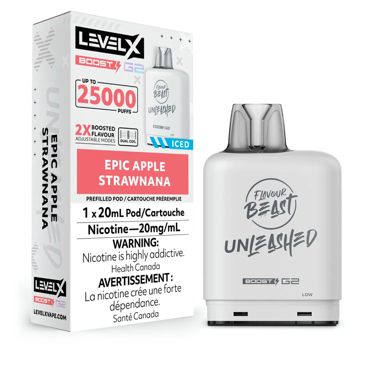 Level X G2 Boost 25K Flavour Beast Unleashed Epic Apple Strawnana pod