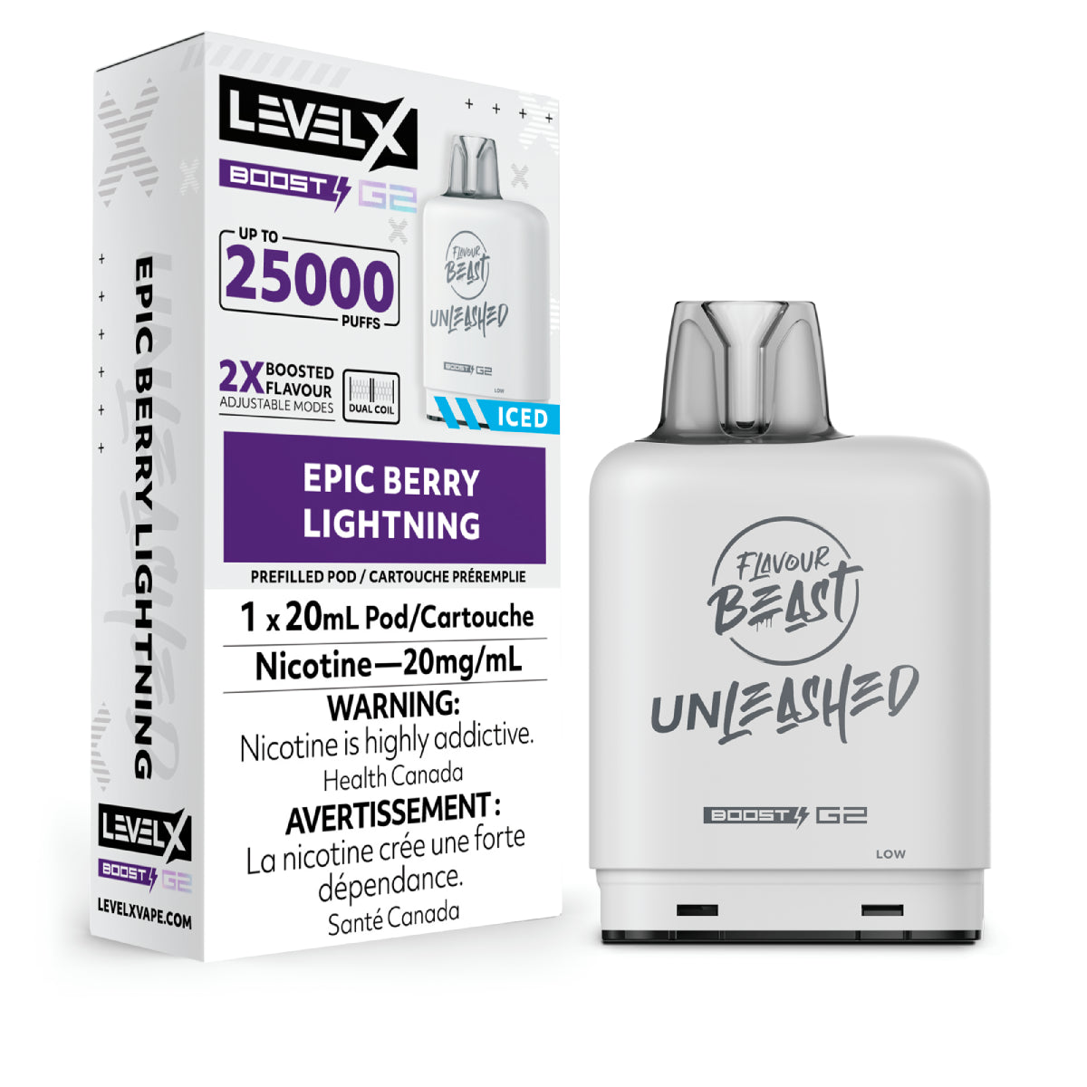 Level X G2 Boost 25K Flavour Beast Unleashed Epic Berry Lightning pod