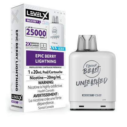 Level X G2 Boost 25K Flavour Beast Unleashed Epic Berry Lightning pod