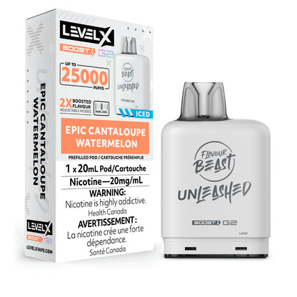 Level X G2 Boost 25K Flavour Beast Unleashed Epic Cantaloupe Watermelon pod