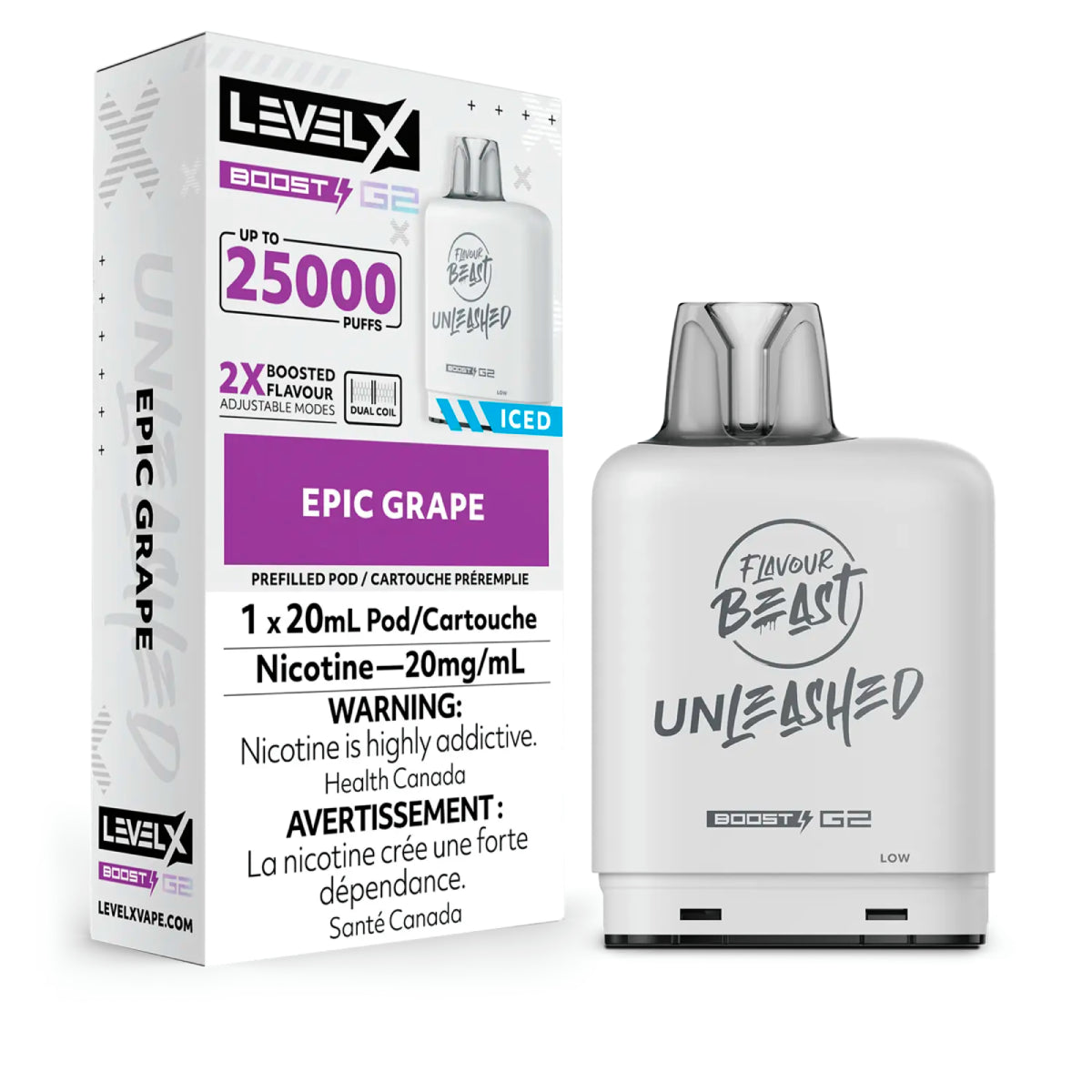 Level X G2 Boost 25K Flavour Beast Unleashed Epic Grape pod