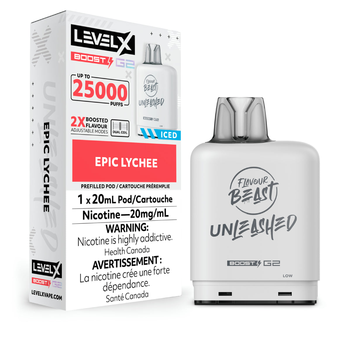 Level X G2 Boost 25K Flavour Beast Unleashed Epic Lychee pod