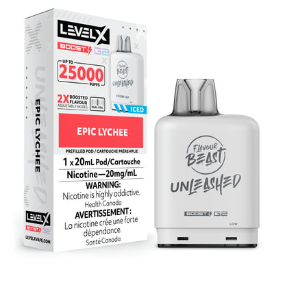 Level X G2 Boost 25K Flavour Beast Unleashed Epic Lychee pod