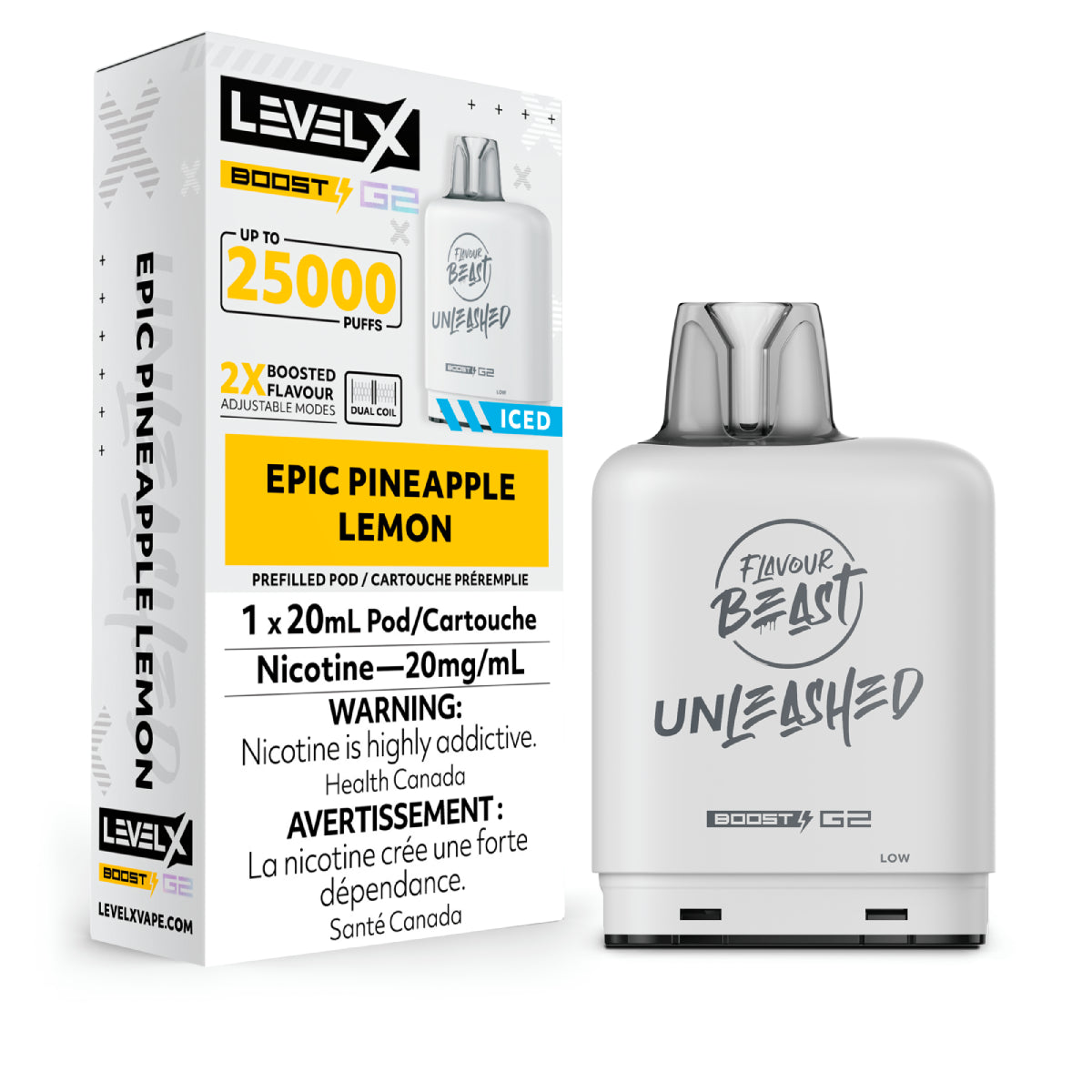Level X G2 Boost 25K Flavour Beast Unleashed Epic Pineapple Lemon pod