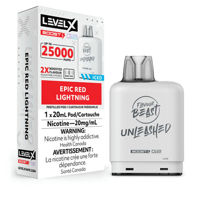 Level X G2 Boost 25K Flavour Beast Unleashed Epic Red Lightning pod