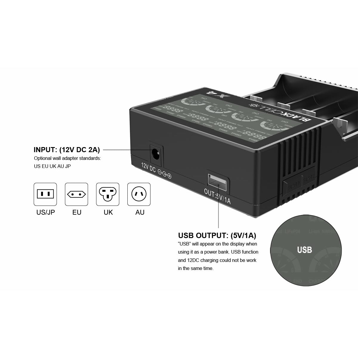 Blackcell X4 Battery Charger Cgagffmmwouaqbszaamcukvc 7I908 vape battery
